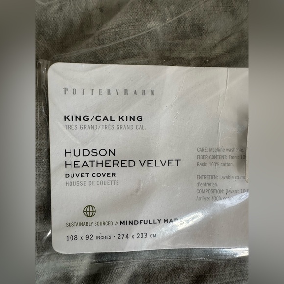 POTTERY BARN HUDSON HEATHERED VELVET DUVET COVER - KING /CALIFORNIA KING - Picture 5 of 5